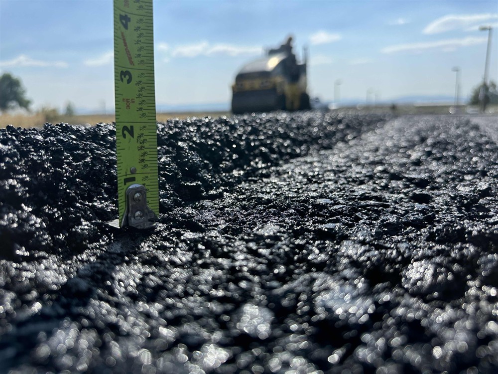 Closeup of asphalt edge and surface depth